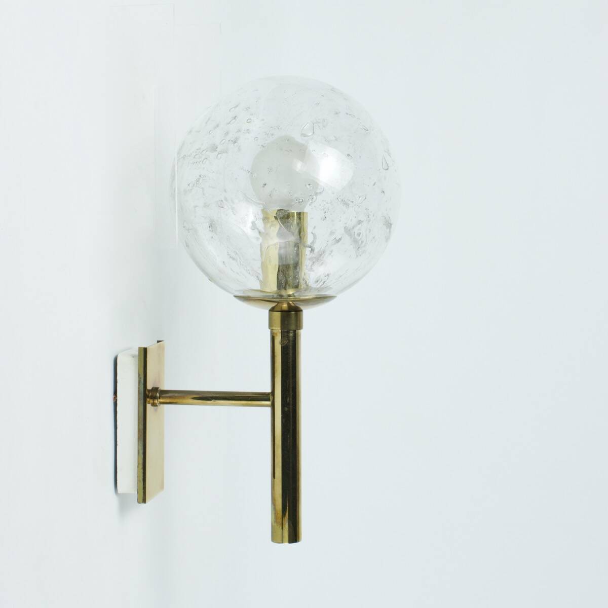 Vintage brass and glass wall lights, 1960s Doria Leuchten