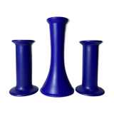3 Vintage Candlestick Holders - Set of 3 Ceramic Candle Holders BLUE | Mid-Century Design by ODENSE
