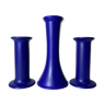 3 Vintage Candlestick Holders - Set of 3 Ceramic Candle Holders BLUE | Mid-Century Design by ODENSE