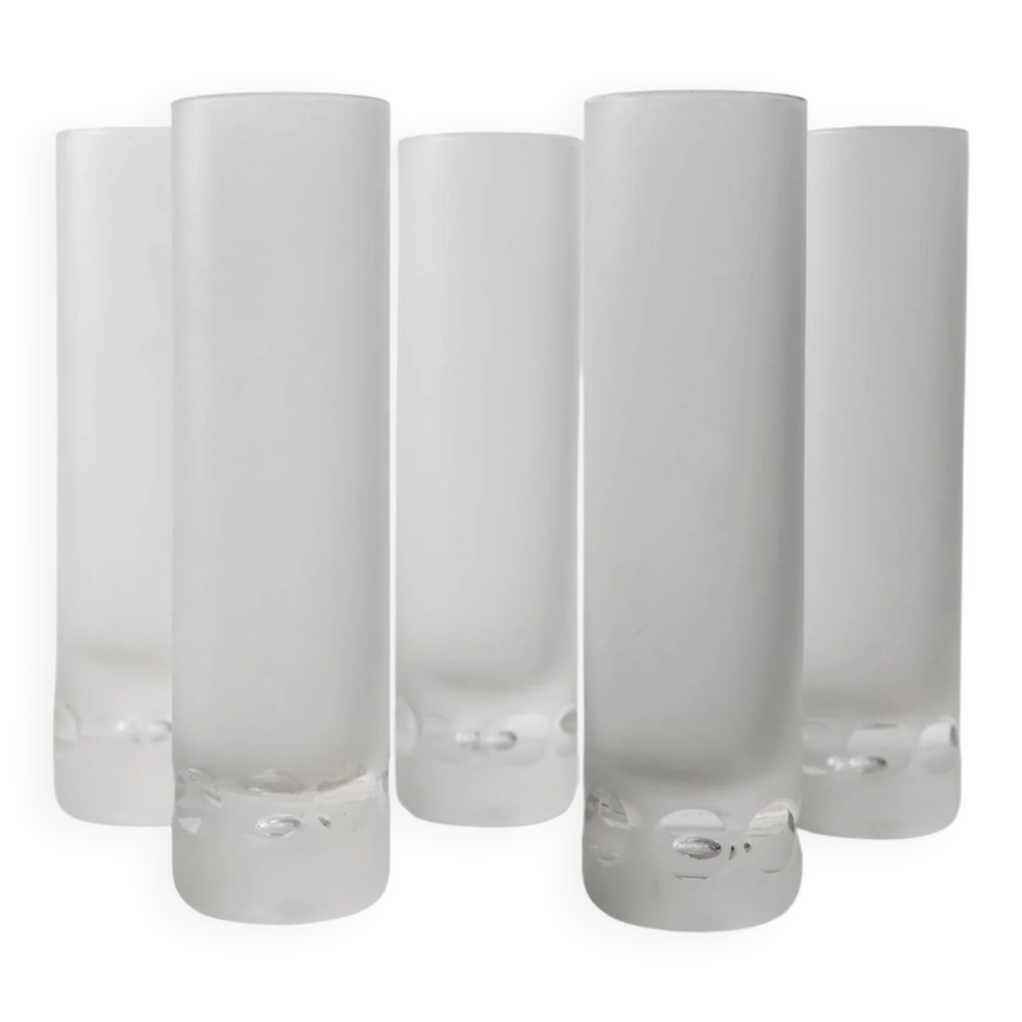 Verre Murano blanc givré – Ensemble de 5 grands verres à long drink lourds avec effet glace et détails en bulles