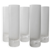 Frosted White Murano Glass – Set of 5 Heavy Long-Drink Glasses with Ice Effect and Bubble Details