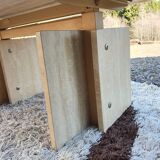 Adjustable travertine coffee table eye shape