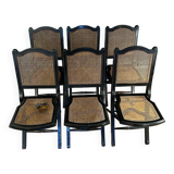 Set of 6 Roche Bobois folding chairs cannage dining room