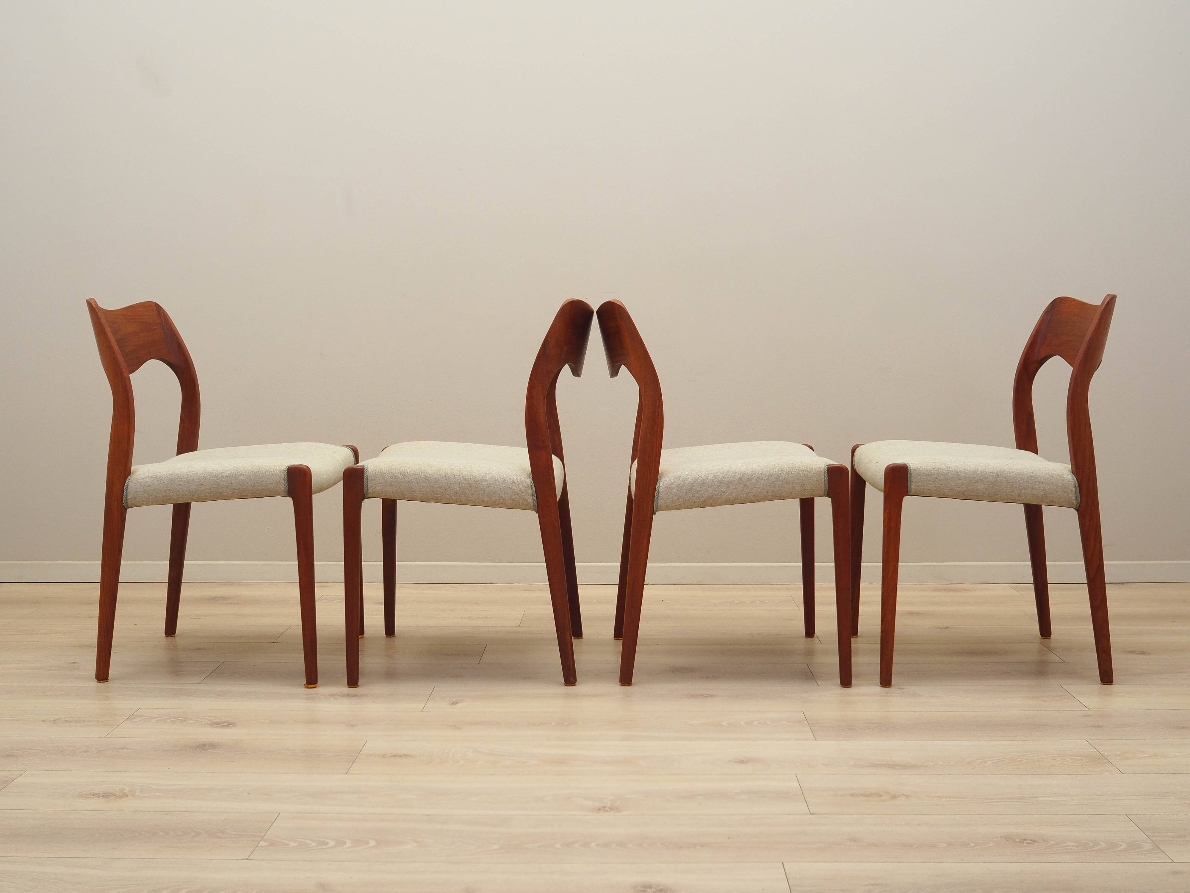 Set of four teak chairs, Danish design, 1960s, designer: Niels Otto Møller