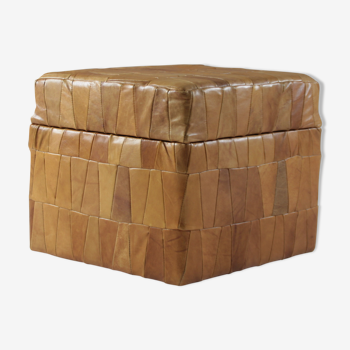 Leather chest pouf, Swiss 1960s