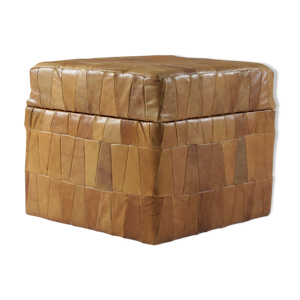 Pouf coffre en cuir, suisse 1960s