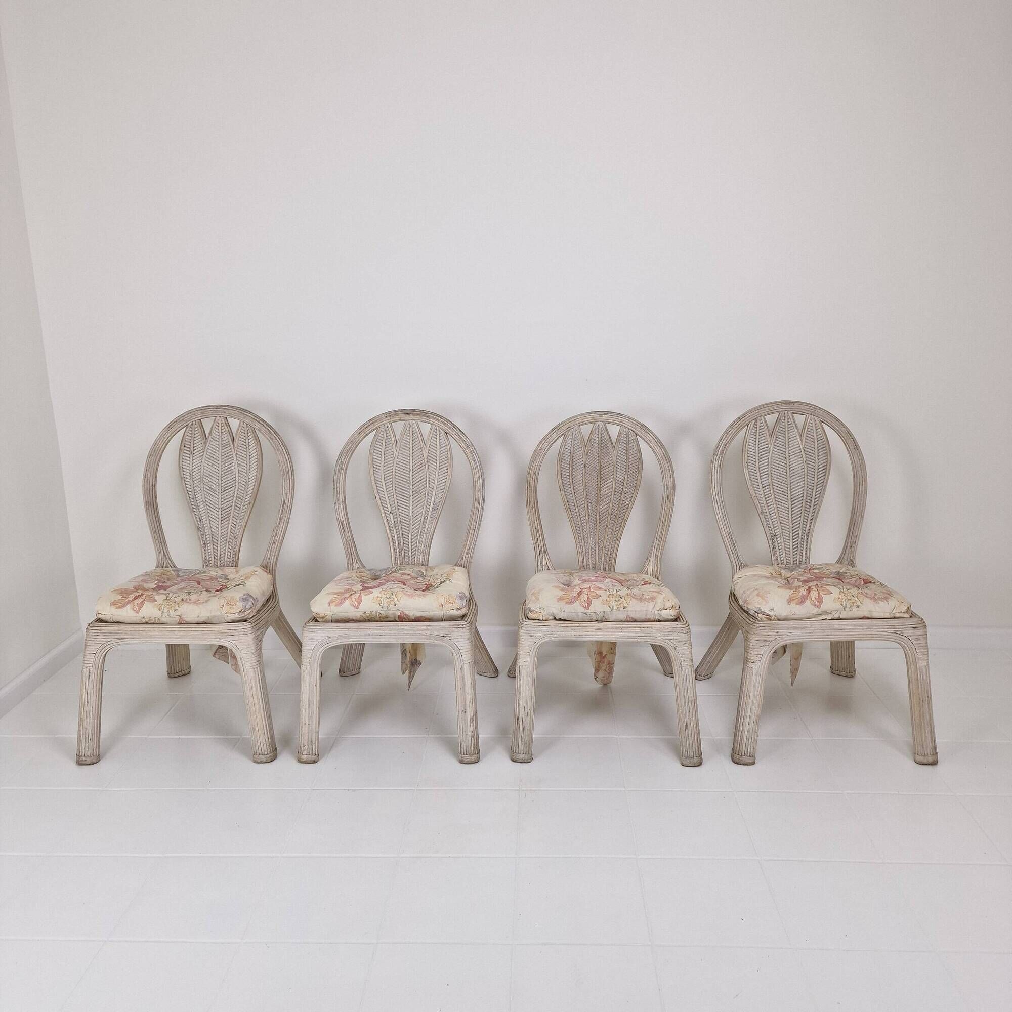 Set of 4 Vintage 'Palm Leaf' Chairs by Vivai del Sud – Hollywood Regency