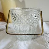 Vintage gold cast glass ice bucket.