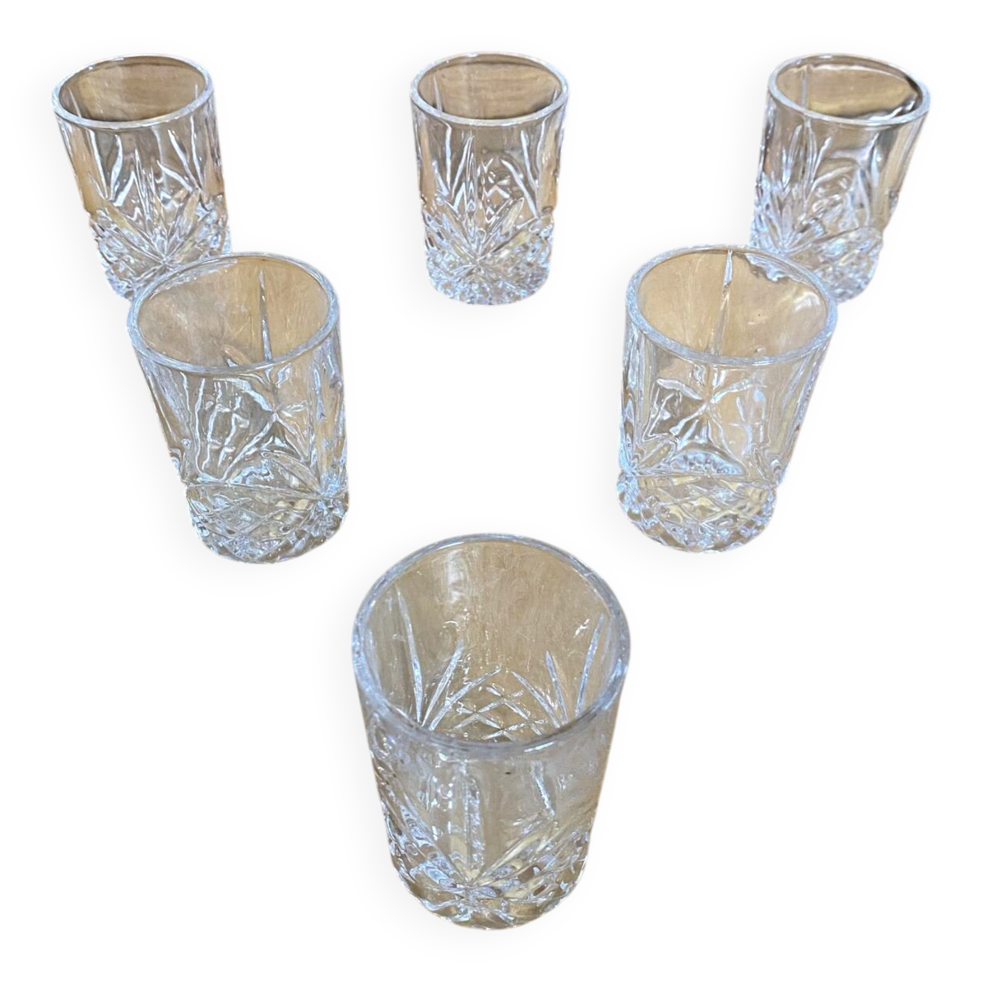 Série De 6 Verres à Shooter Verre Taillé Design Rétro #E390