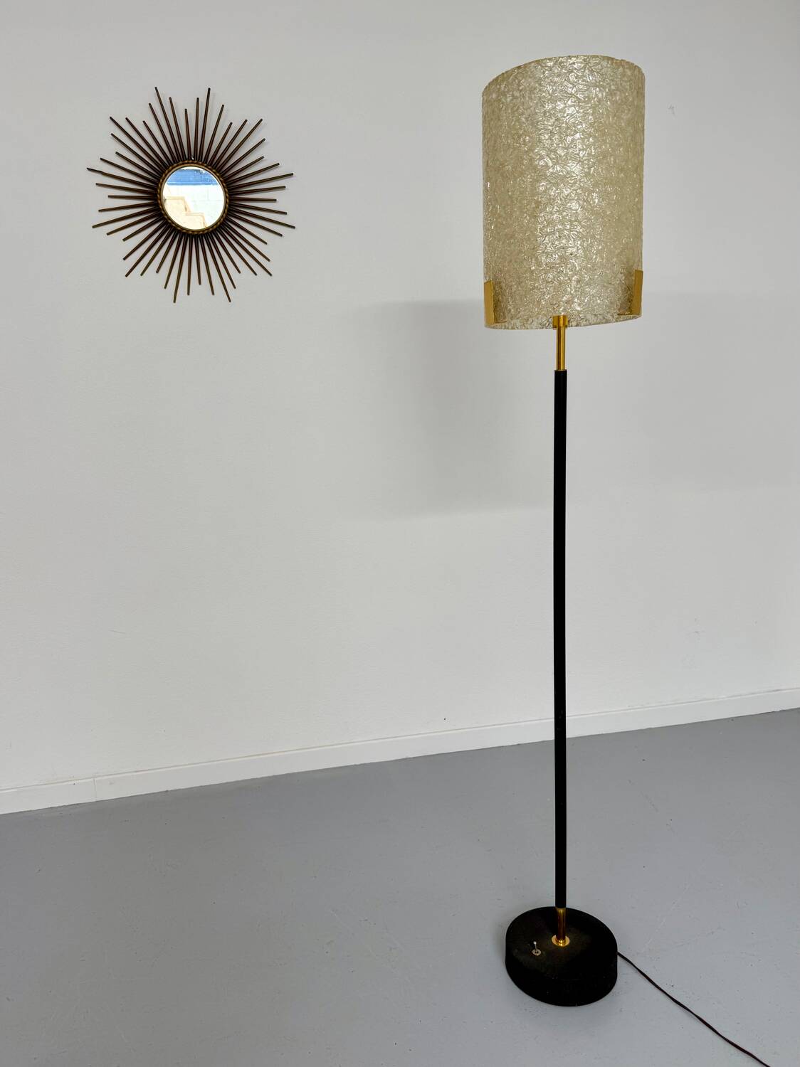 Old metal and persplex floor lamp, French design, vintage 60s