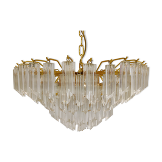 Vintage brass and crystal chandelier by Novaresi, 1980s