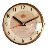 Vintage formica clock silent asymmetrical wall pendulum "Jura bois"