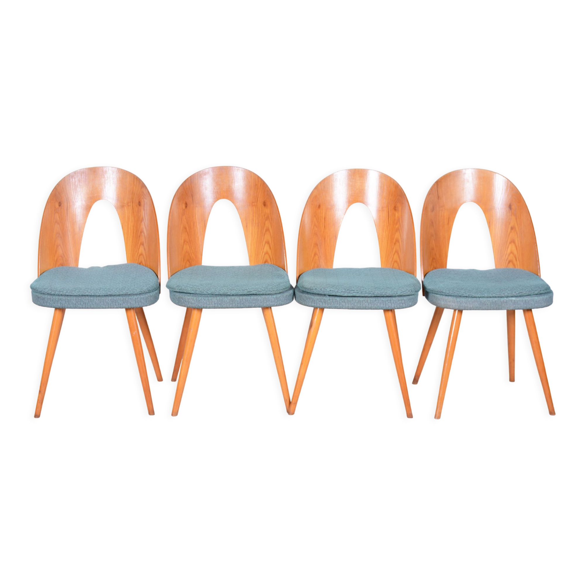 Four Original Midcentury Chairs, Ash, Antonin Suman, Czechia, 1930s