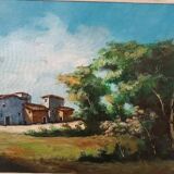 Landscape painting oil on canvas signed modanesi - canvas 70x50 cm - sabine countryside