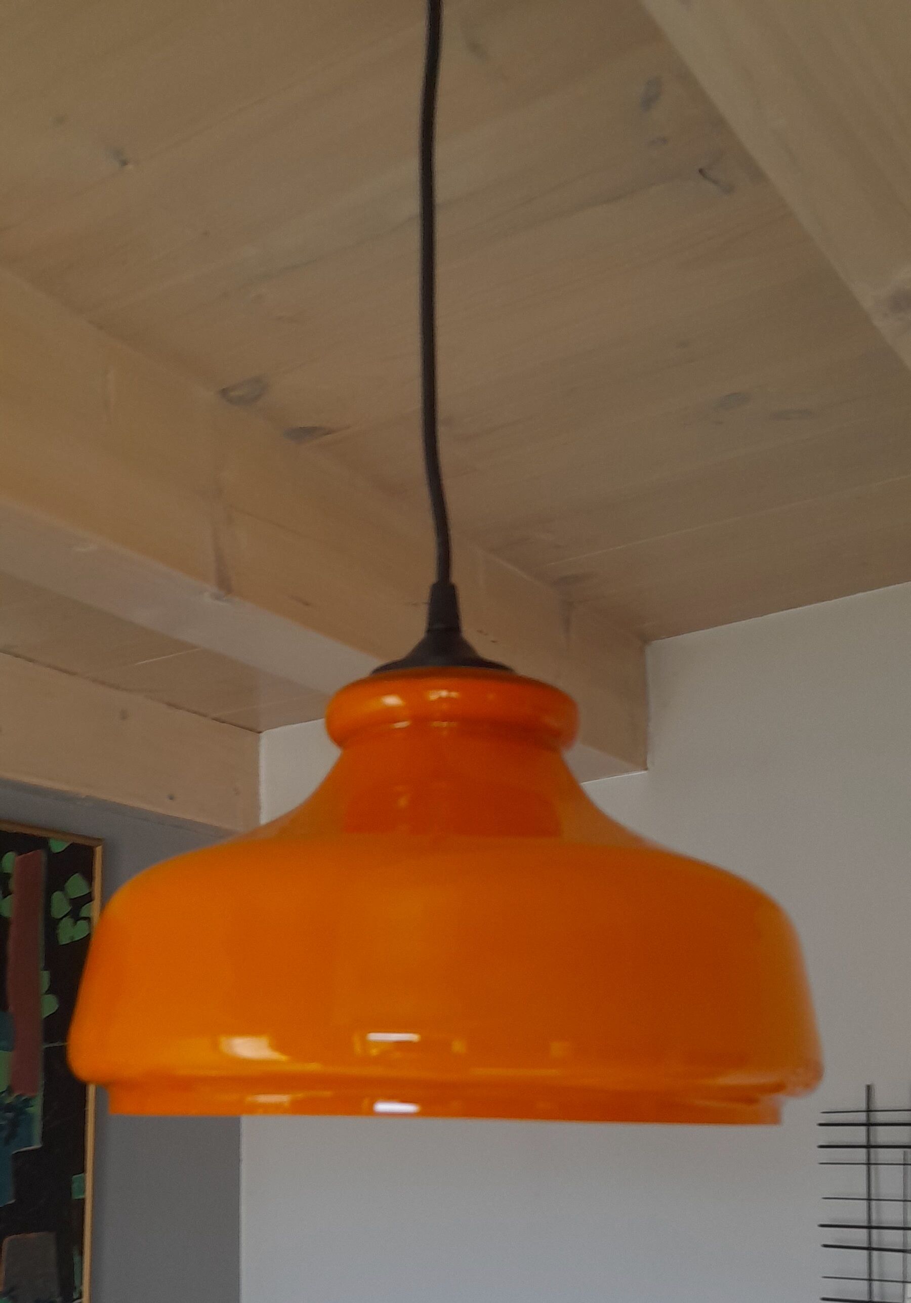 Suspension in orange opaline 70s
