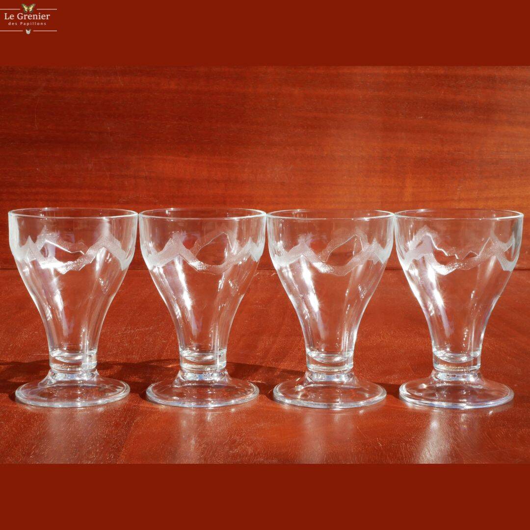 4 large water glasses or Evian ice cream cups