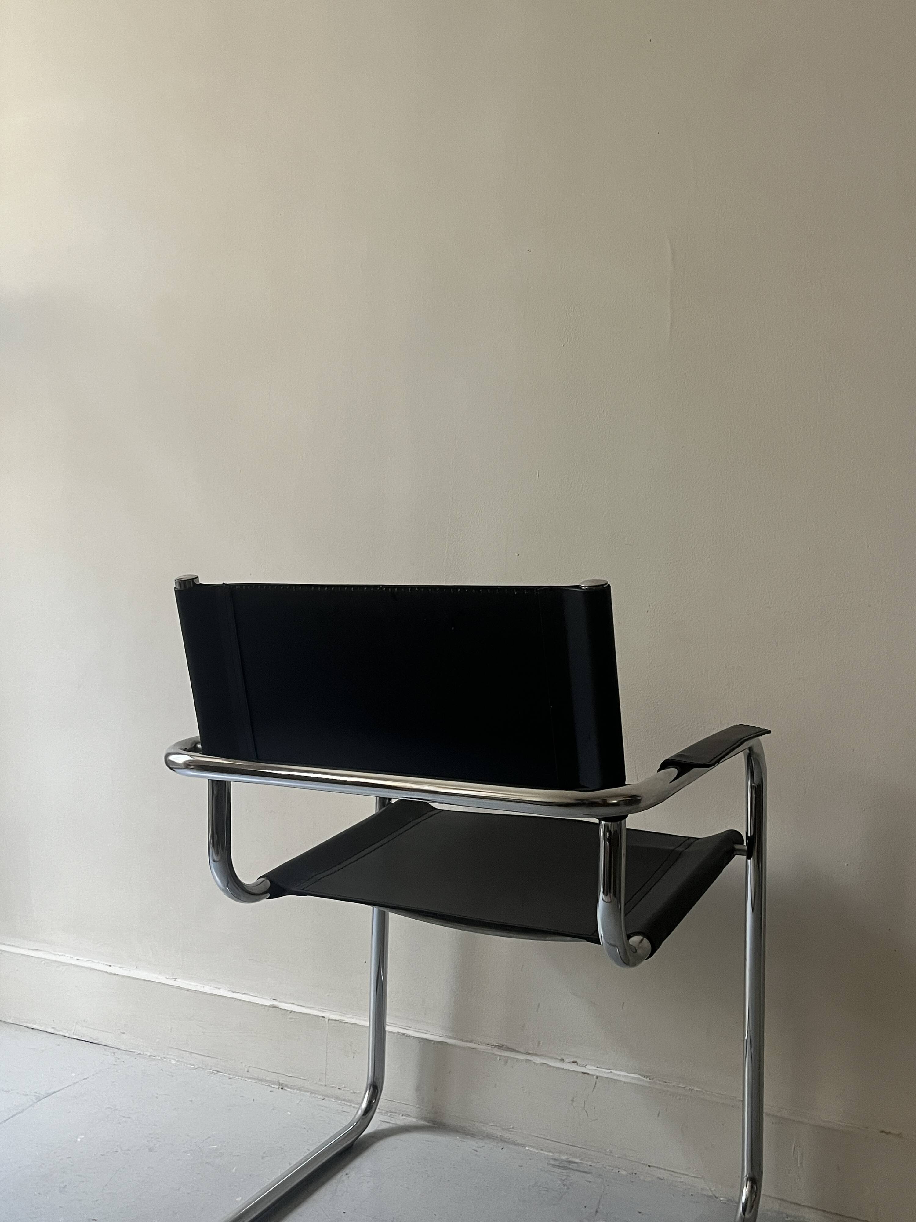 Black chrome tubular armrest chair, after Mart Stam - Breuer, 1970