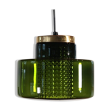 Green glass pendant lamp with crystal by Carl Fagerlund for Orrefors