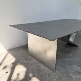 Handcrafted metal coffee table from the 1970s