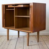 Danish mid century Kai Kristiansen teak tambour door record player cabinet, 1960s