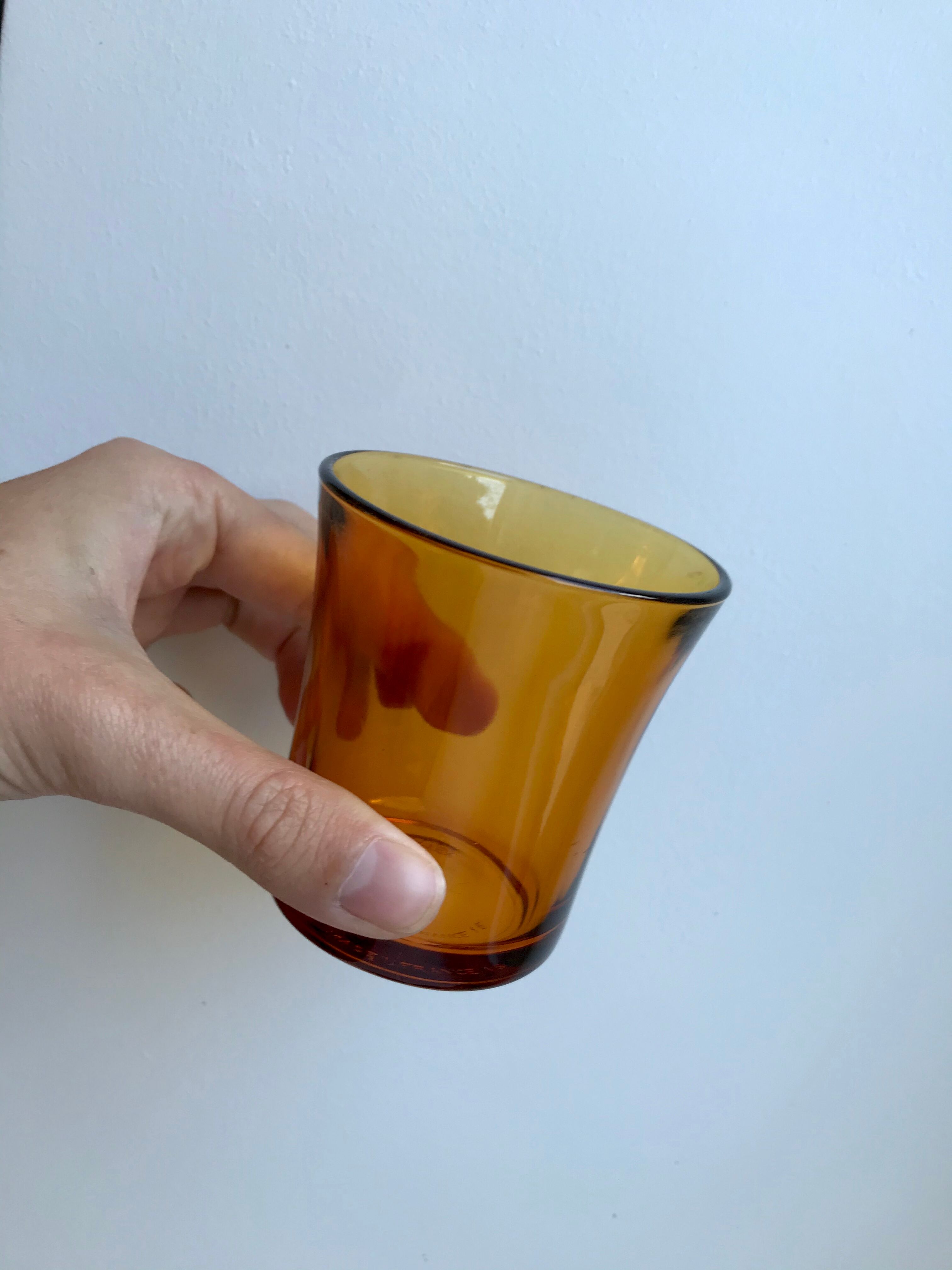 Set of 4 amber glasses 70s