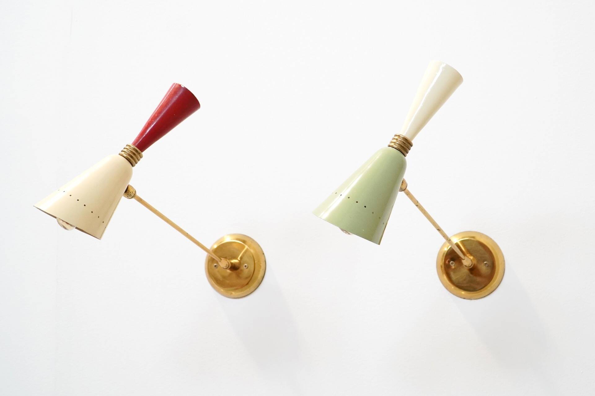 Stilnovo, Pair of Italian Diabolo Wall Sconces