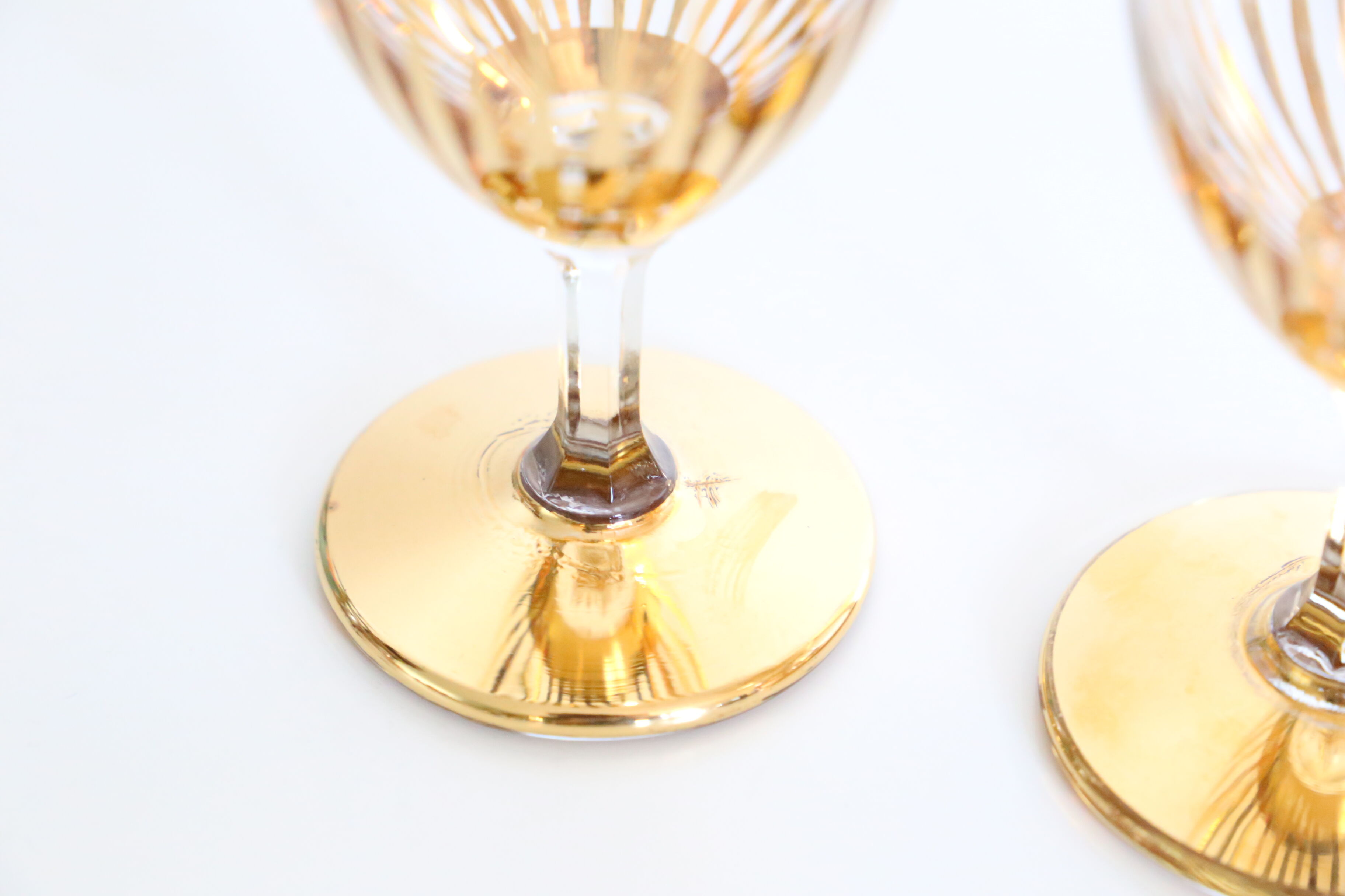 Set of 3 walking glasses, gilded, mid-20th century, art deco