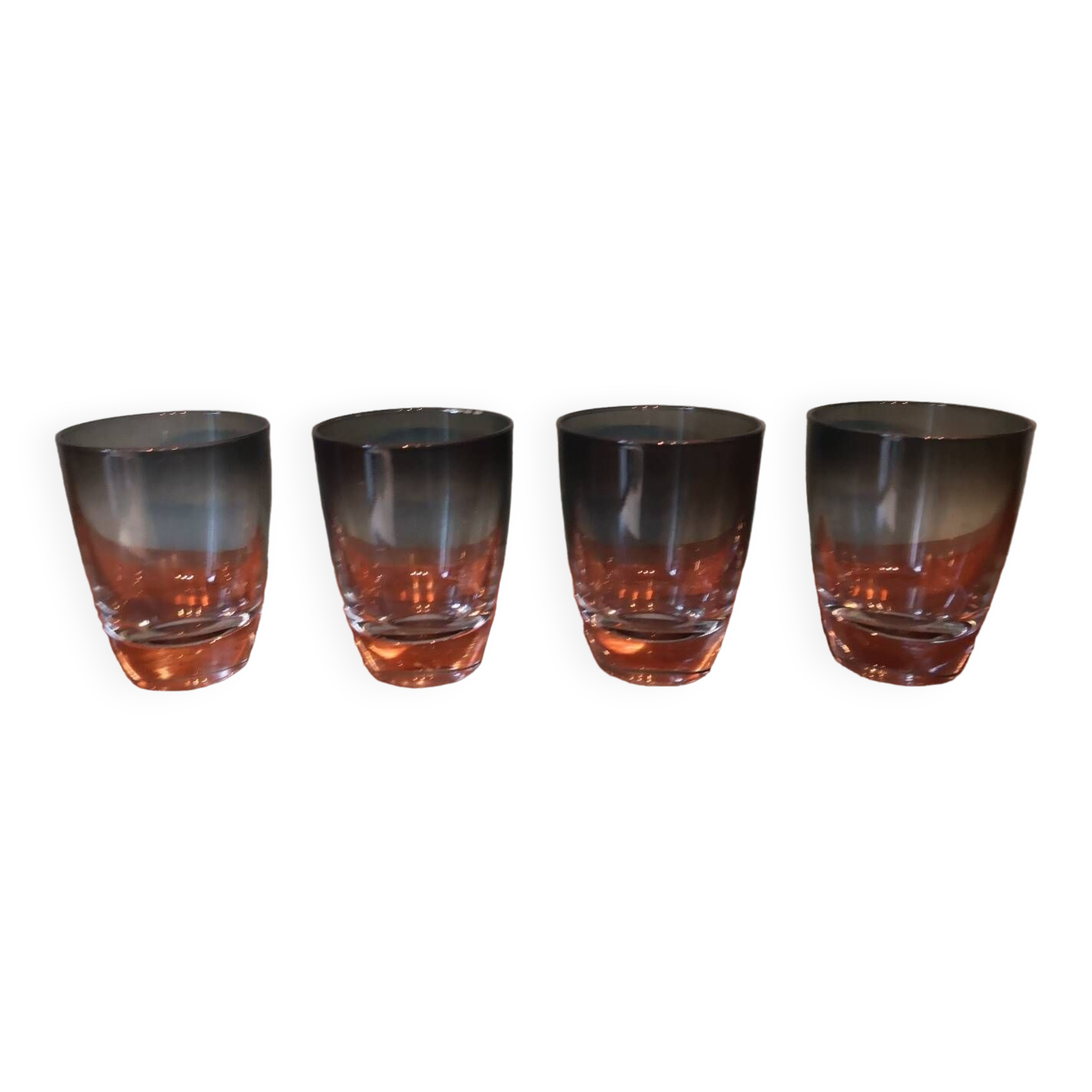 Lot De 4 Verres à Eau En Verre Villa D'Este Tivoli 300 Ml - Collection Imperial Ocean, Nuances De Bleu, Design Travaillé