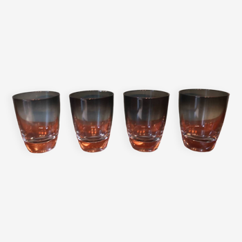 Set of 4 smoked glass water glasses made in Italy 80s