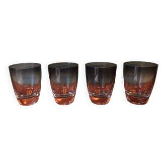 Set of 4 smoked glass water glasses made in Italy 80s
