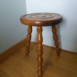 Turned wooden tripod stool