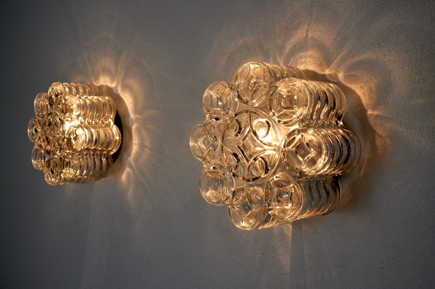 Pair of wall lamps by WILLA, geometric glass, Germany, 1960
