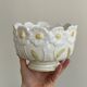 Antique slip pot cover, floral decoration