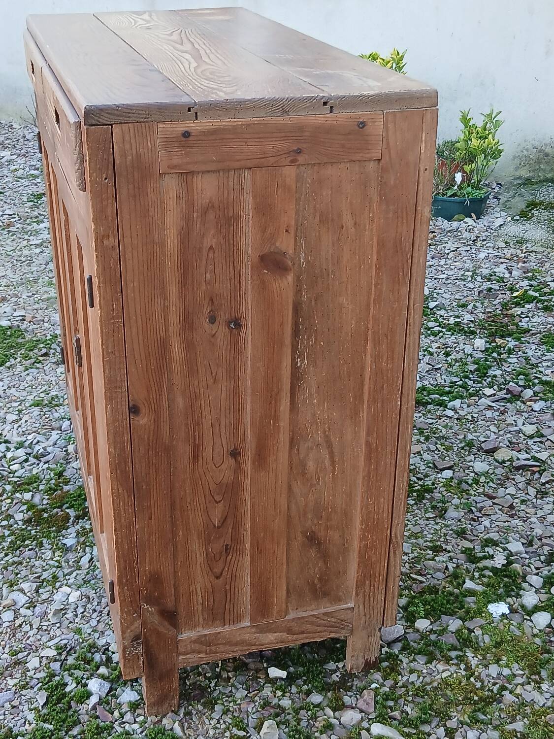 Vintage Parisian buffet in raw wood - 2 doors, 2 drawers