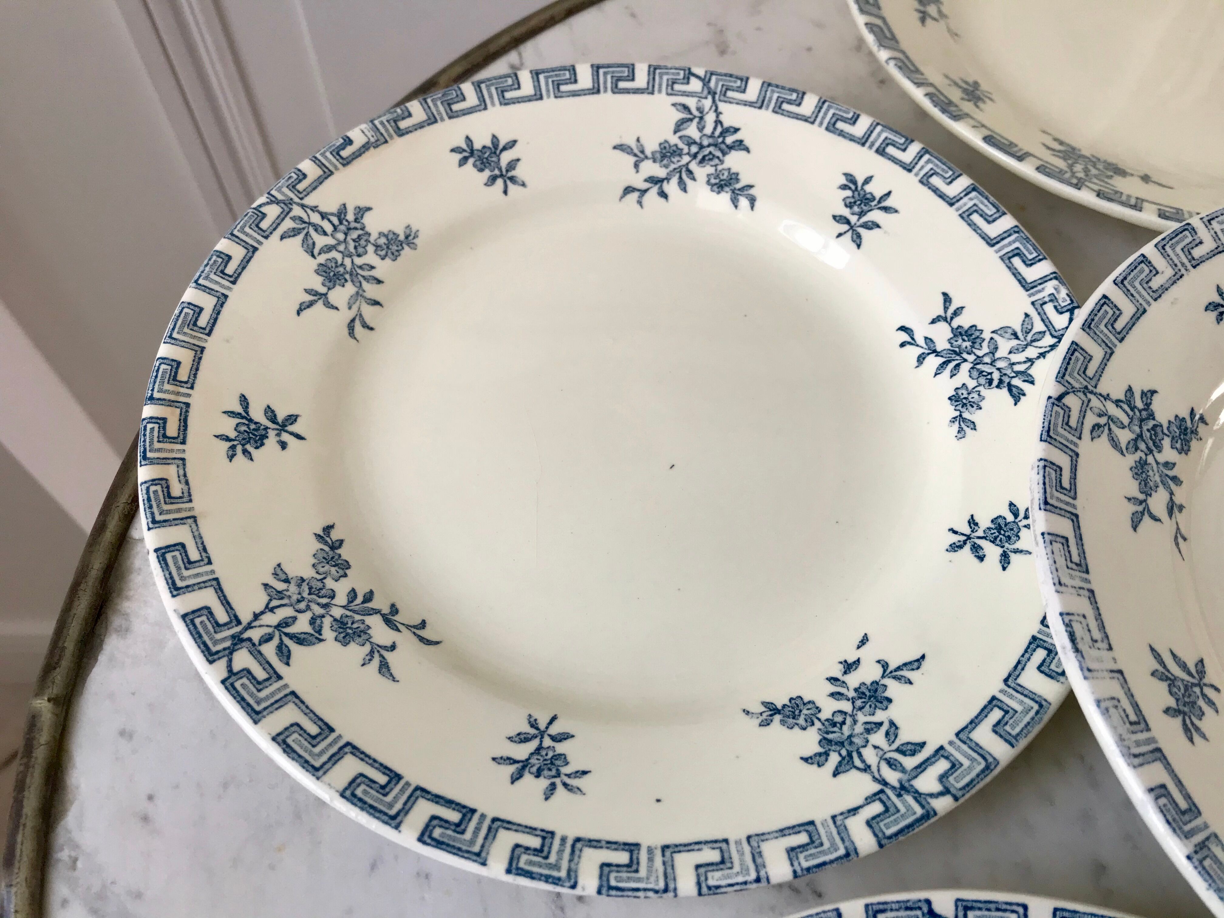 set of 6 dessert plates Terre de Fer St Amand model "Athens" XXth