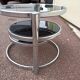 Table basse ronde en verre et chrome vintage