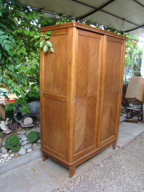 Sliding cabinet veneered vintage oak 50/60