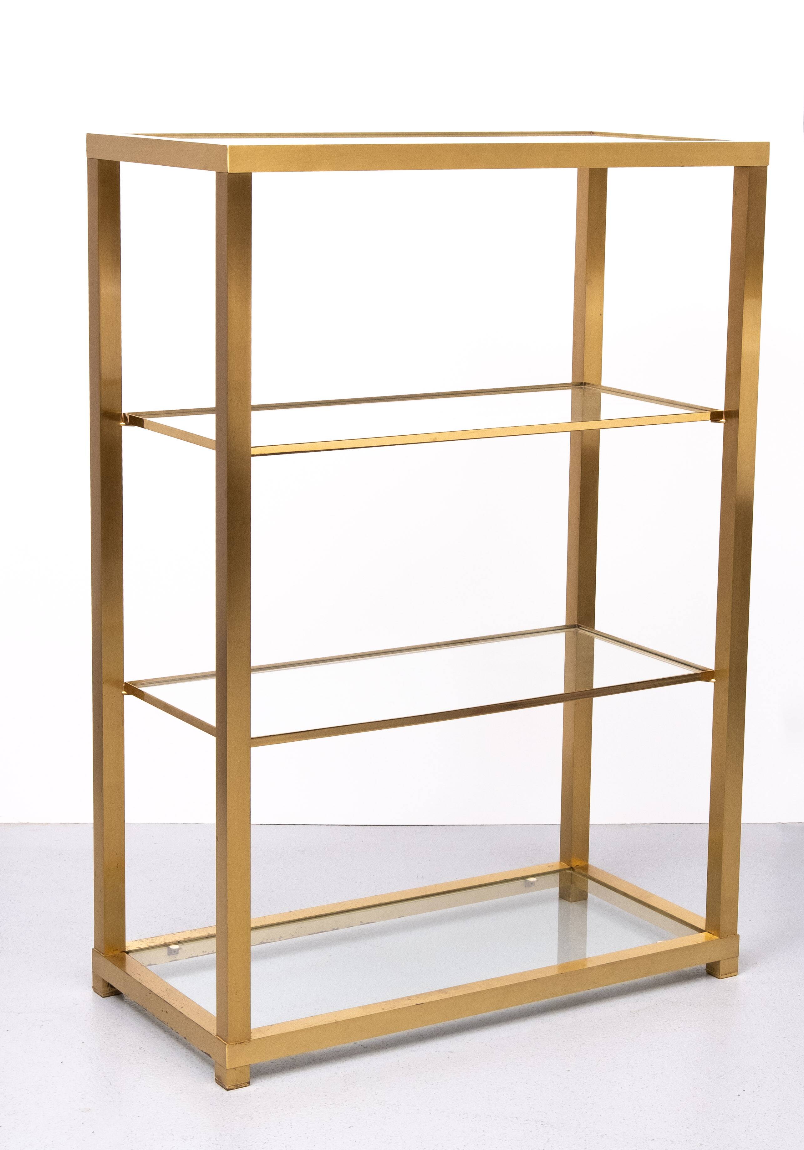 Brass and Glass Etagere or bookcase . Italy 1970s