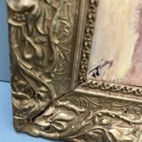 Miniature painting from the early 20th century "The Woman with the Mink" signed JJB