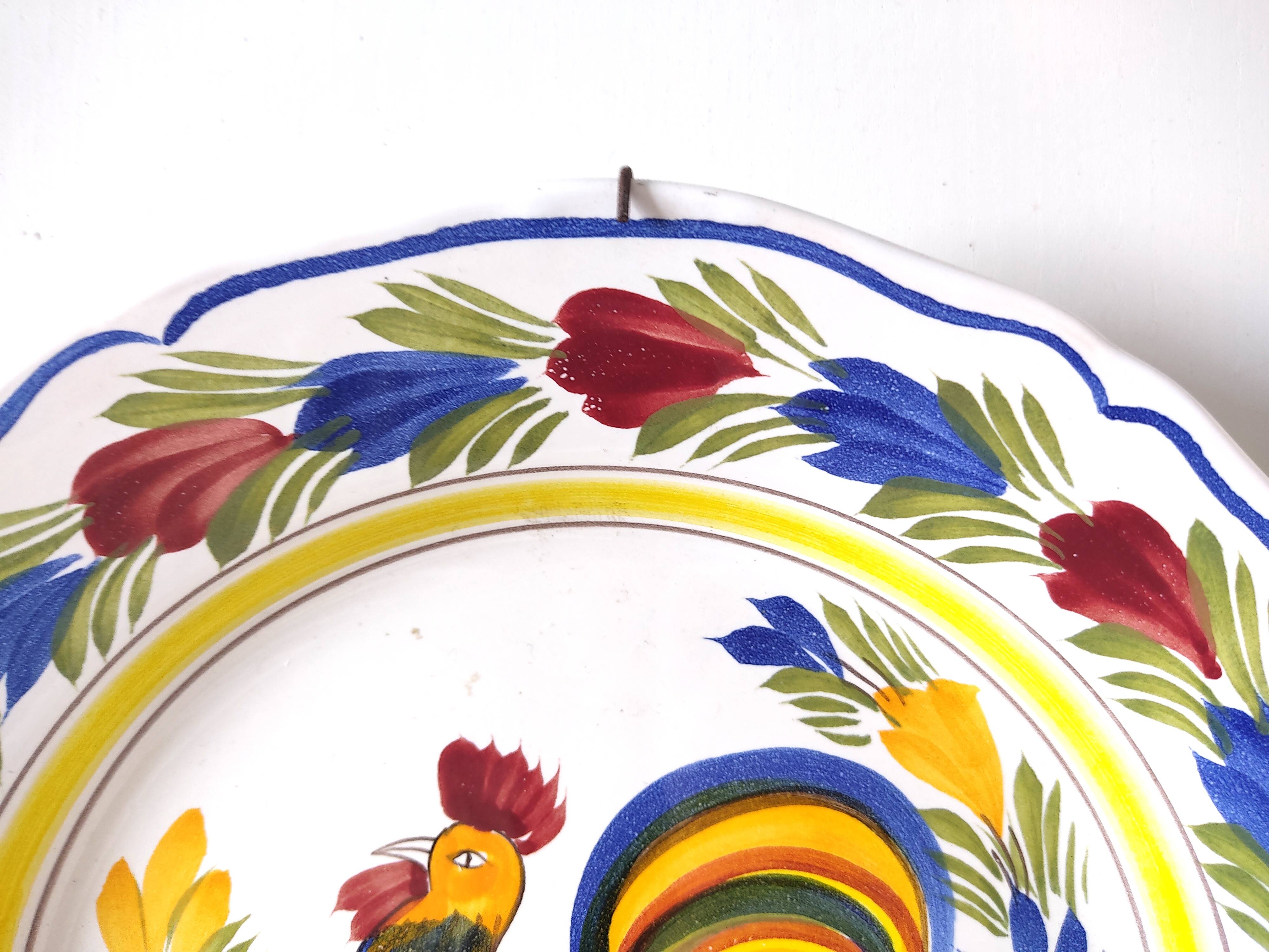 Henriot Quimper plate with rooster