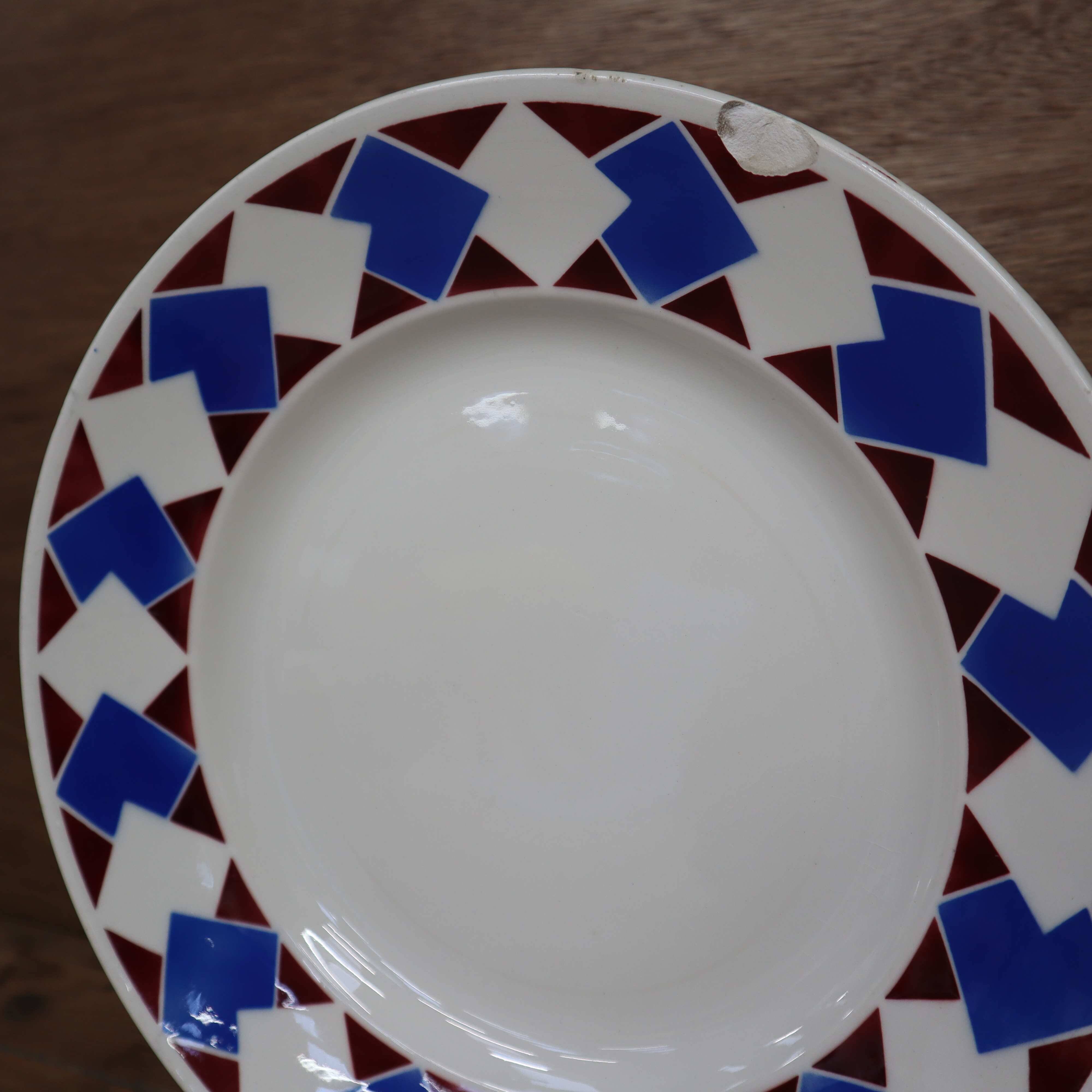 Geometric shaped earthenware dish, old KG Lunéville "kémor"
