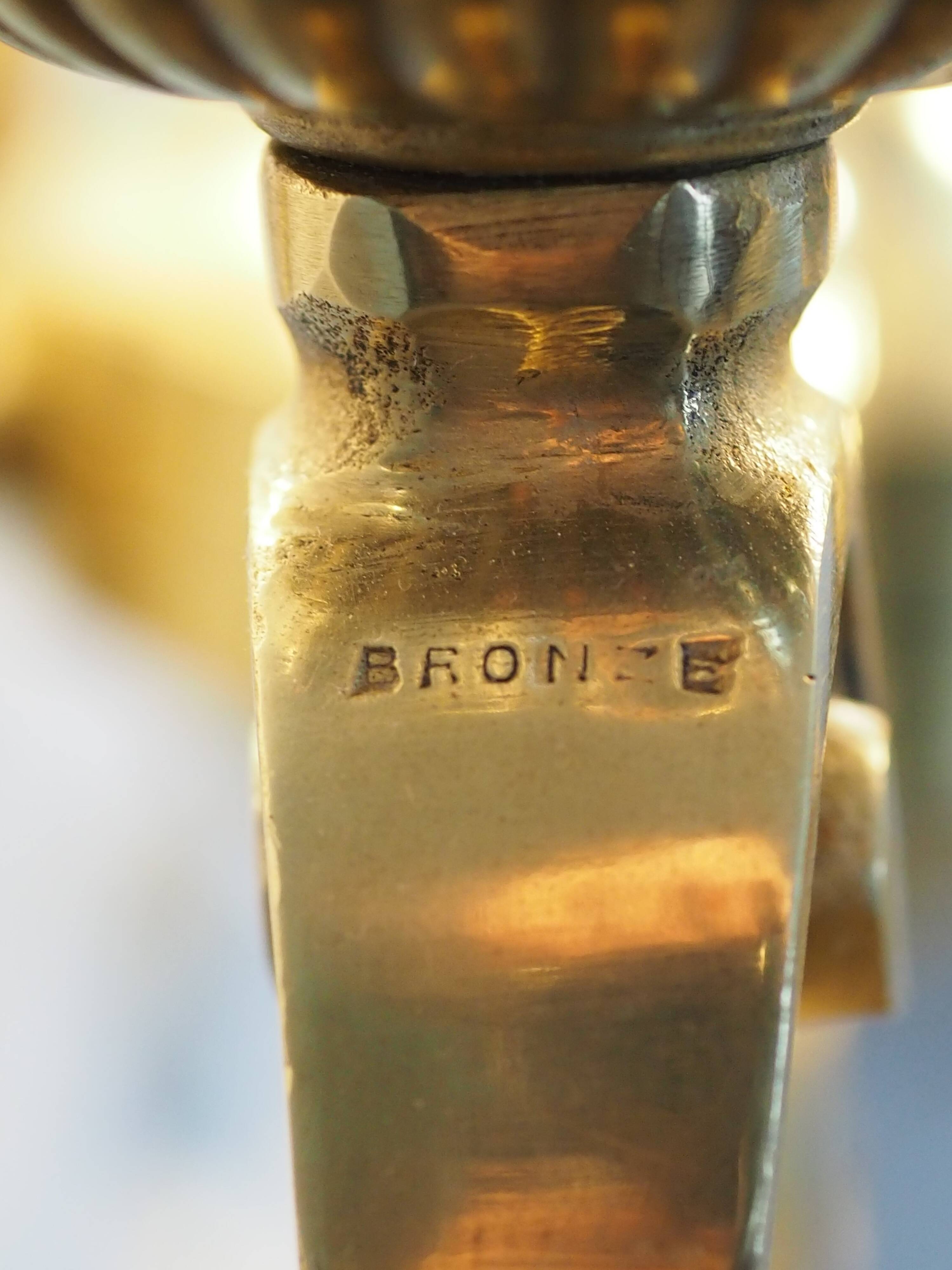 Solid bronze chandelier with crystal pendants and candle holders - Lucien GAU