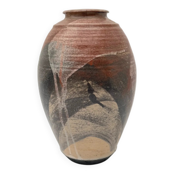 Vase signé en céramique Raku, 1990