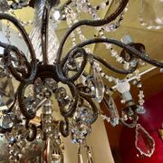 Italian Cut Crystal and Glass Beads Cage Chandelier, 1800s