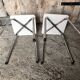 Pair of chromed metal stool + skai seat 1970s vintage