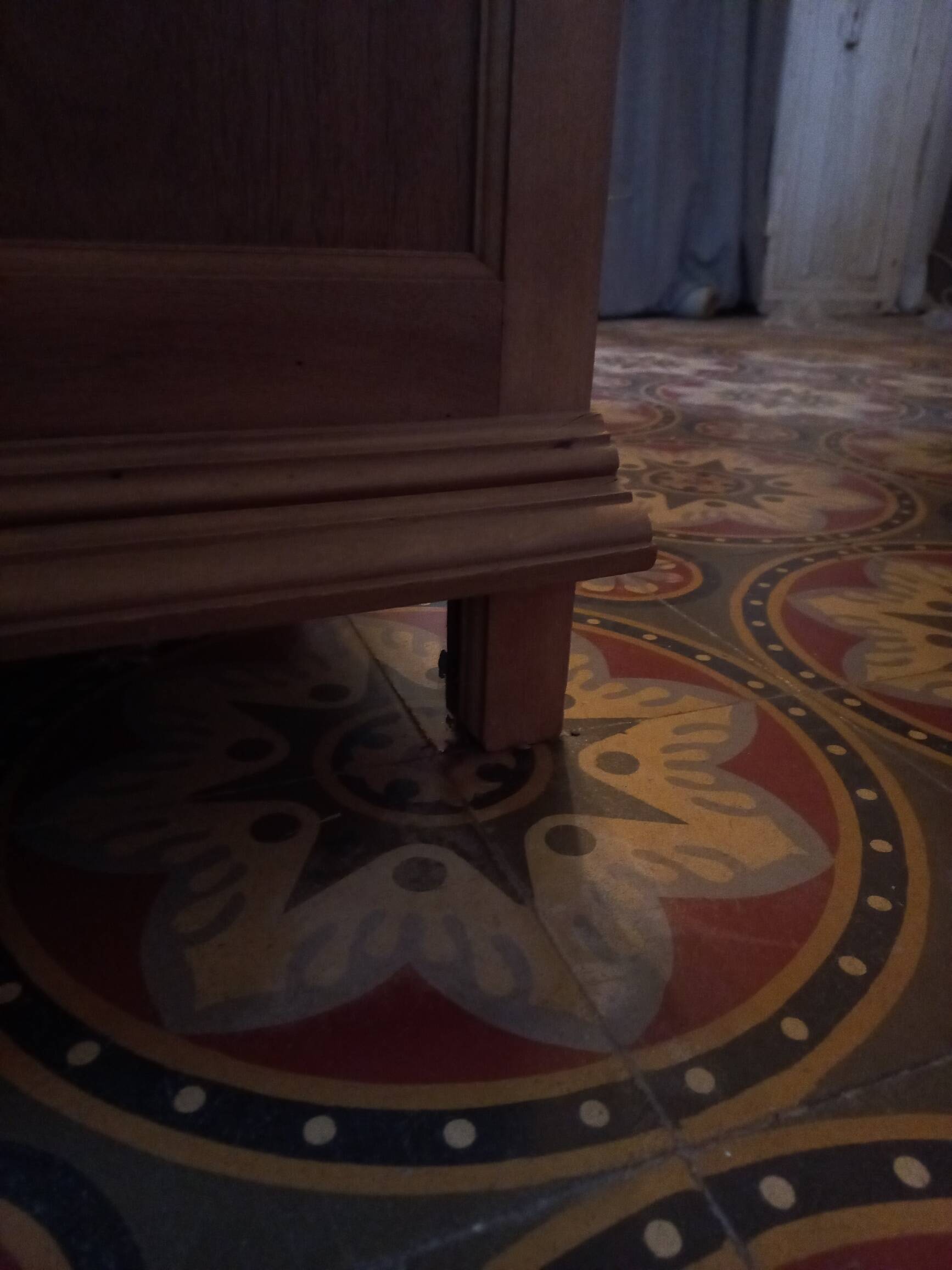 Old sandblasted walnut low sideboard