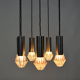 Vintage suspension lamp in chrome metal and glass 1970
