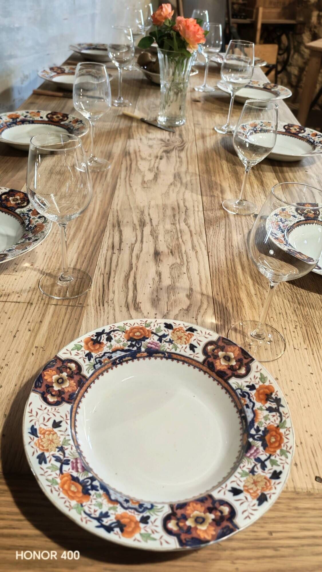 Solid oak farmhouse table "brut" 247x89, top "chocolate oak"