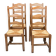 4 solid oak dining chairs with farmhouse straw