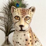 Vintage Italian Ceramic Leopard Statue
